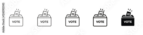 set of 5 pixel perfect Ballot icon with 1 unexpanded, 1 silhouette, A ballot icon represents voting, elections and decision-making