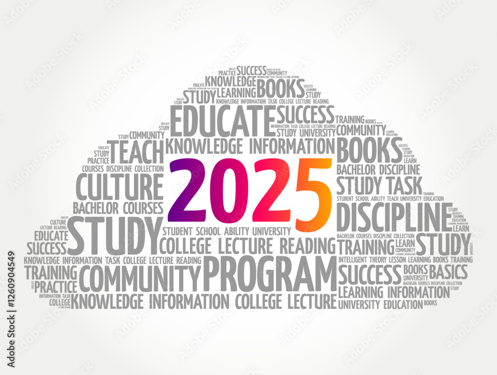 Obraz premium 2025 Education word cloud, business concept background