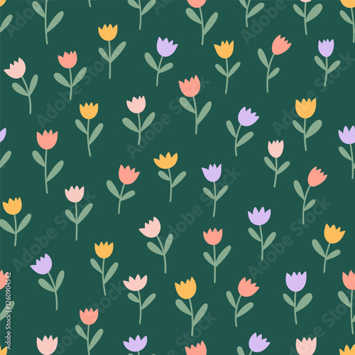 Wallpaper Mural Vector decorative flowers seamless pattern design for fabric, wallpaper or wrapping paper. Torontodigital.ca