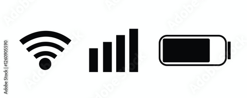 iPhone ios notification bar battery wifi signal icons vector illustration