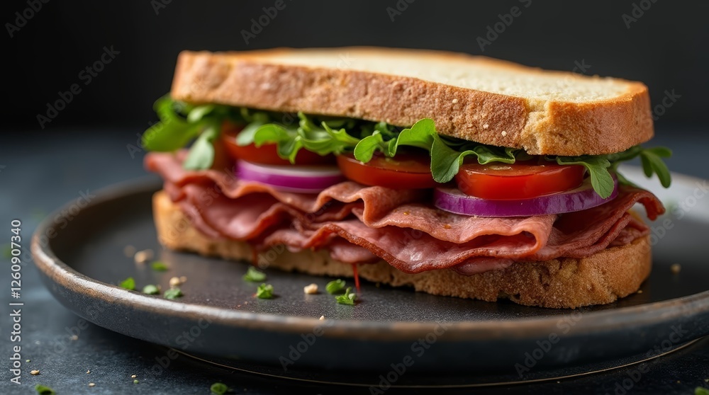 sandwich with ham and vegetables sandwich with ham and vegetables
