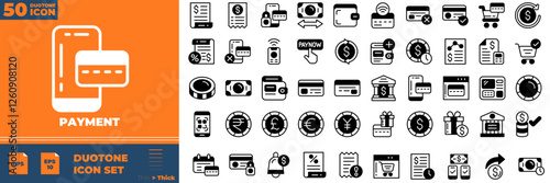 Payment Duotone Editable Icons set. Vector illustration in modern thin duotone style of payment icons: money, payment, finance, etc