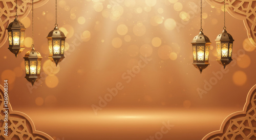 Brown Podium Ramadan Decoration Background