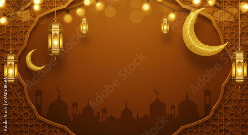 Festive Ramadan Background Scene with Moon