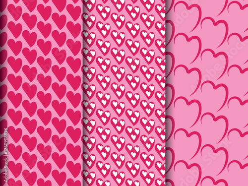  Heart seamless pattern illustration. Love heart pattern background with red heart lines. 