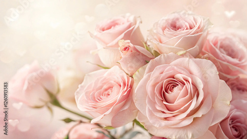 light pink roses in soft color and blur style for background. sweet colored rose flowers in pastel tone with blurred style for background pattern texture. 
