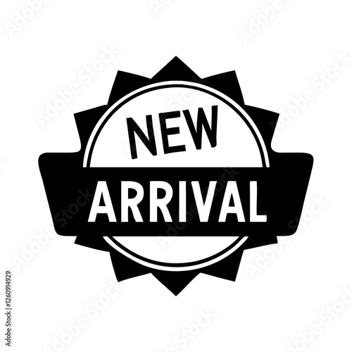 New arrival badge icon featuring a round design with the text "New Arrival" for promotions
