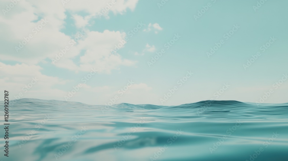 Obraz premium Tranquil ocean waves clear sky sunny day