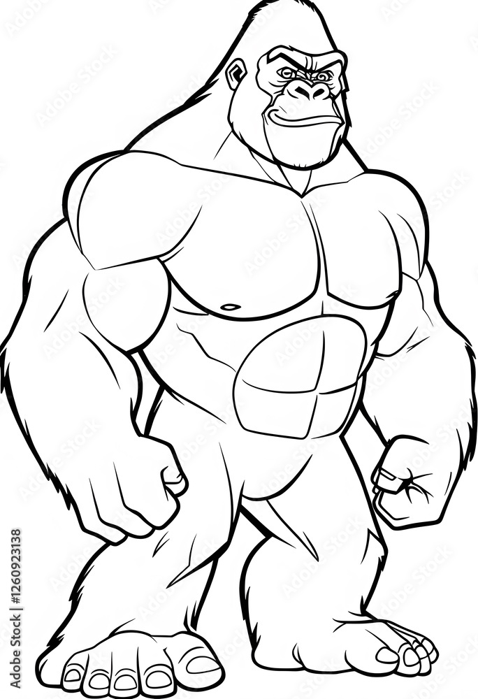 Fototapeta premium Bold Gorilla Character Outline for Creative Coloring Book Pages