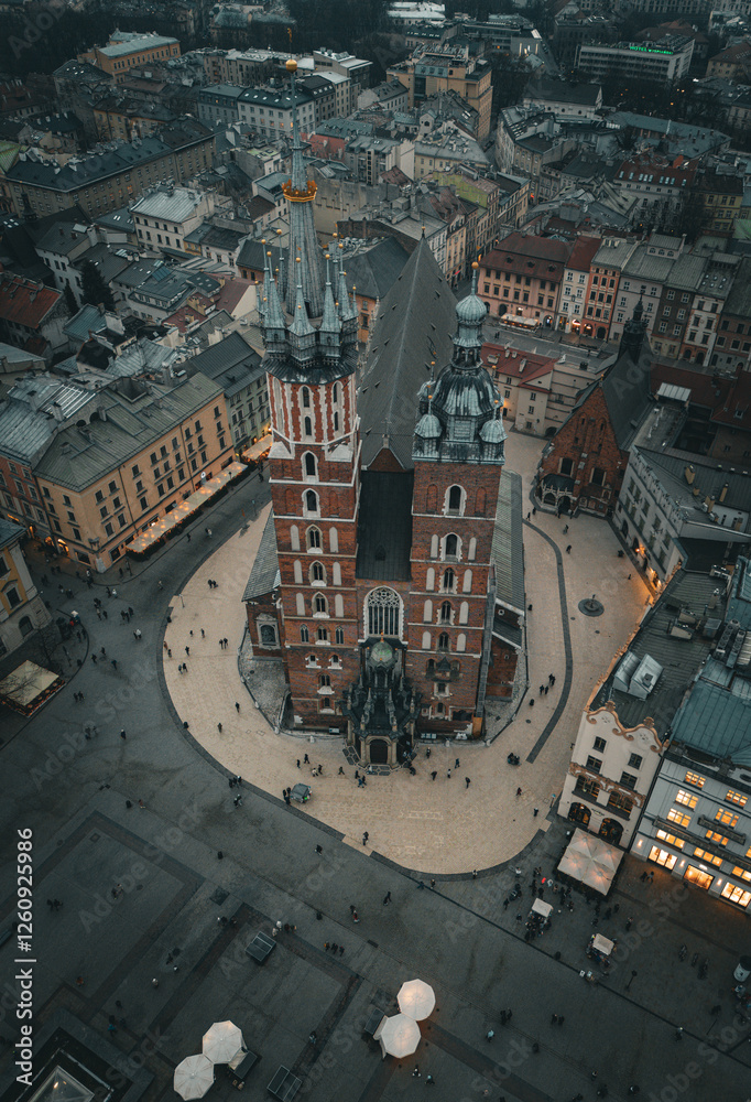 aerial view of the Cracow city
