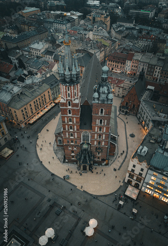 Obraz na płótnie aerial view of the Cracow city w salonie