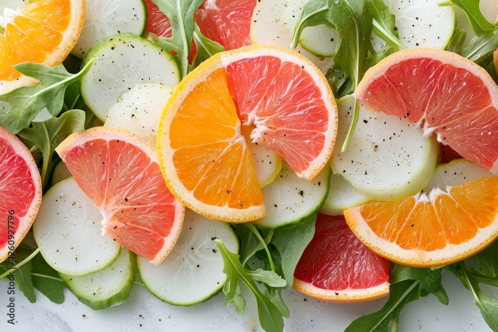 Citrus slices, fruit salad. Generative AI Citrus slices, fruit salad. Generative AI