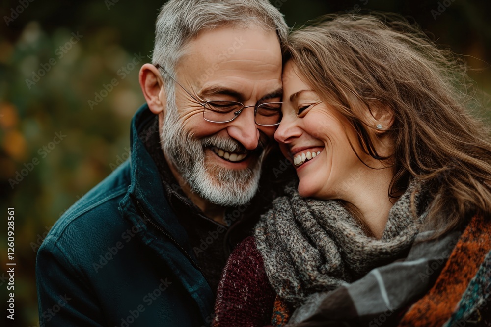 A man and a woman are posing and smiling for the camera A man and a woman are posing and smiling for the camera