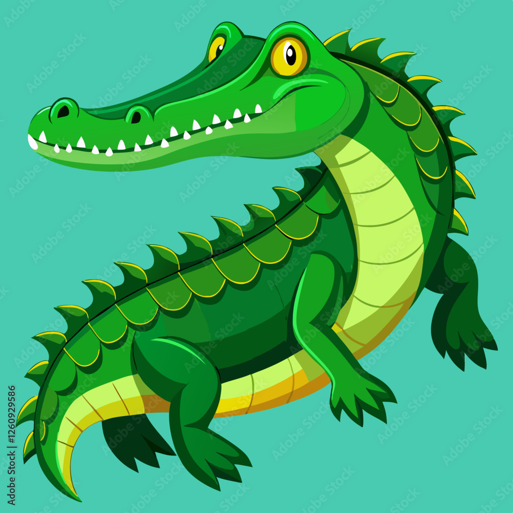 Fototapeta premium Crocodile vector, Simple color Design vector icon with white background. Wild Animal Vector., Cartoon vector, 2d vector 
