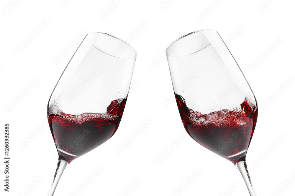 Glasses of splashing red wine isolated on white Glasses of splashing red wine isolated on white