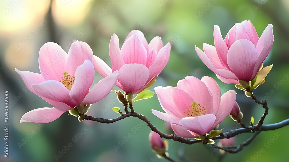 Fototapeta premium Pink magnolia blossoms in spring garden