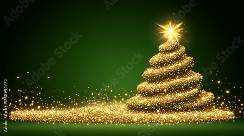 A Sparkling Gold Glitter Christmas Tree Design