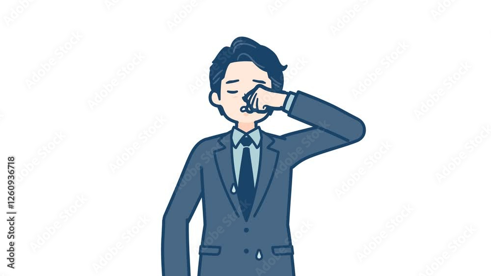 businessman middle_sad and crying_with alpha channel.mov
