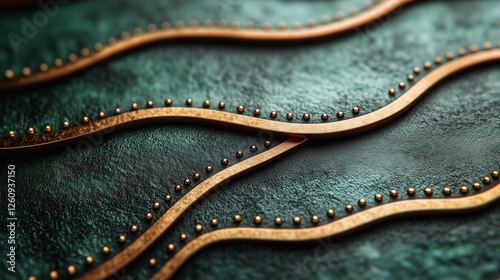 Artistic wall decoration featuring green and gold textures in a modern interi...