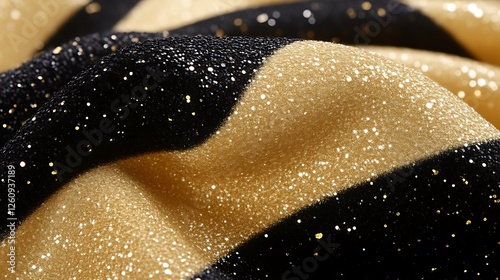 Glittering gold and black striped fabric texture