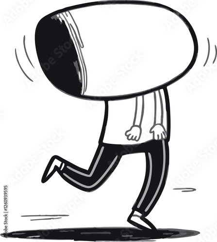 Black Running and Walking Person Silhouette Vector Doodle Art Illustration | Hand-Drawn Motion Sketch | Dynamic Fitness, Exercise, and Active Lifestyle Clipart Design