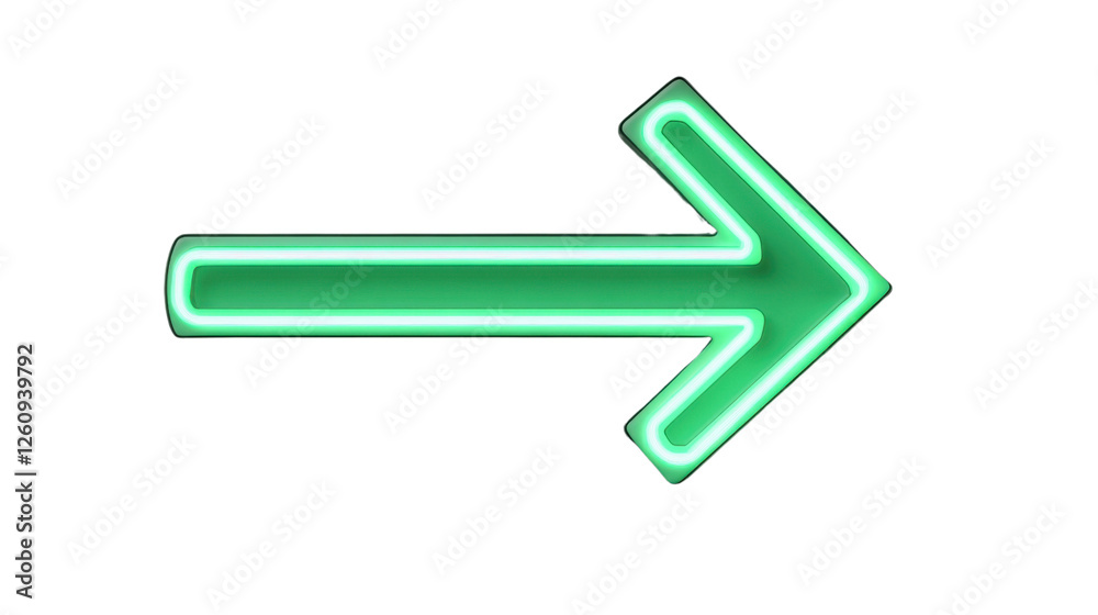 Glowing green neon arrow on transparent background Glowing green neon arrow on transparent background
