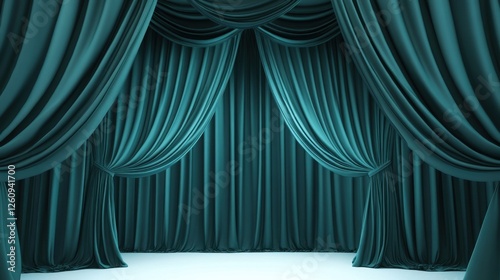 Wallpaper Mural A blue curtain with a white background Torontodigital.ca