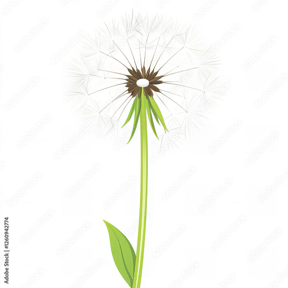 Single Dandelion Seed Head (Blowball) Isolated on White Background Single Dandelion Seed Head (Blowball) Isolated on White Background