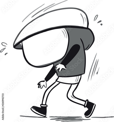Black Running and Walking Person Silhouette Vector Doodle Art Illustration | Hand-Drawn Motion Sketch | Dynamic Fitness, Exercise, and Active Lifestyle Clipart Design