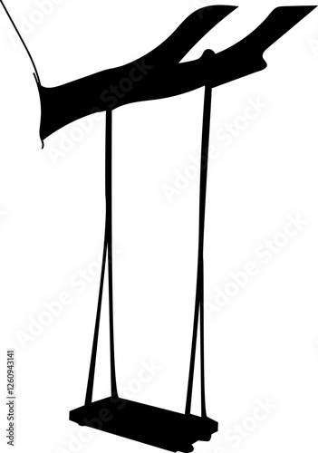 swing on a tree branch silhouette on a white background vector