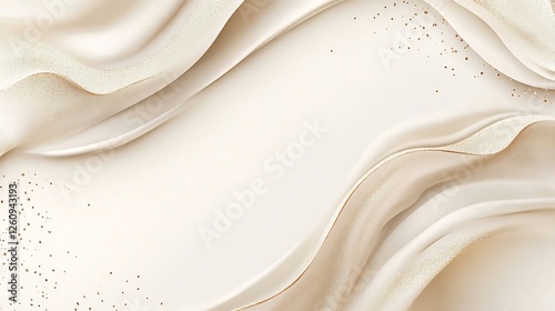 Elegant Cream Draped Fabric With Gold Sparkle