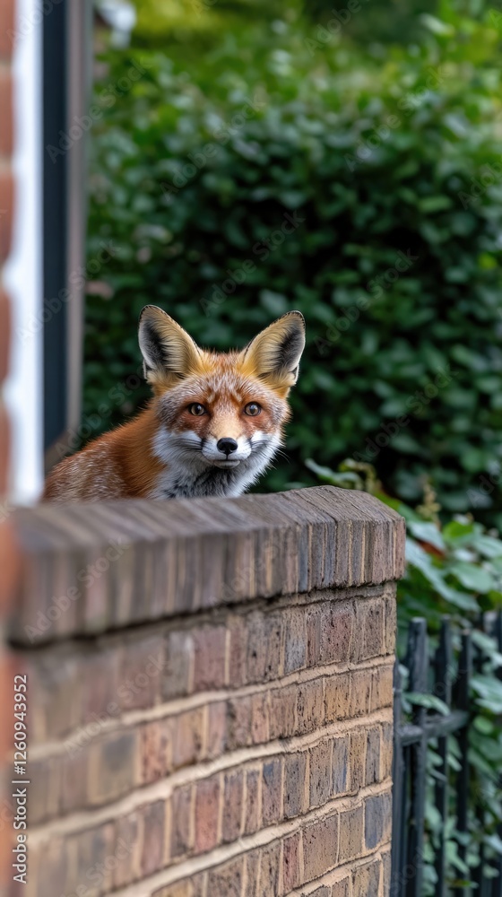 Obraz premium A fox sits playfully on the roof of a parked car surrounded by colorful autumn leaves and trees during the day