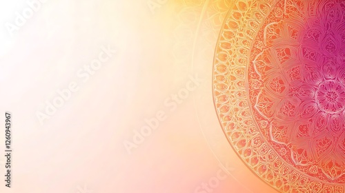 Abstract Mandala Design Pastel Orange Pink Hues