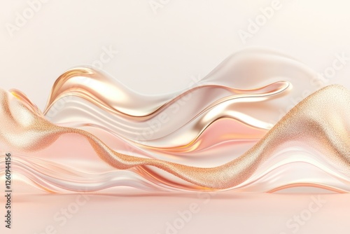 Wallpaper Mural Abstract Glossy Waves in Metallic Gold and Pink Tones Create a Retro-Futuristic Y2K Style Aesthetic for Minimalist Design Torontodigital.ca