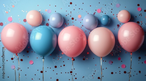Colorful balloons and confetti create a festive atmosphere for a celebration
