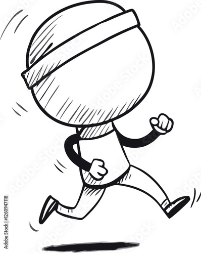 Black Running and Walking Person Silhouette Vector Doodle Art Illustration | Hand-Drawn Motion Sketch | Dynamic Fitness, Exercise, and Active Lifestyle Clipart Design