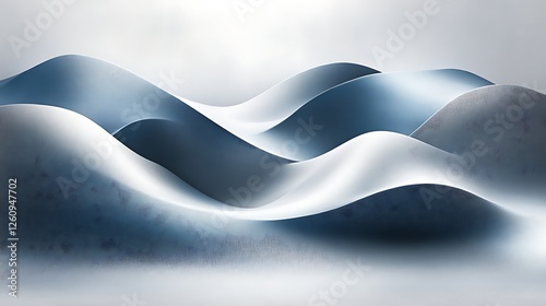 Abstract Blue and White Wavy Landscape Design