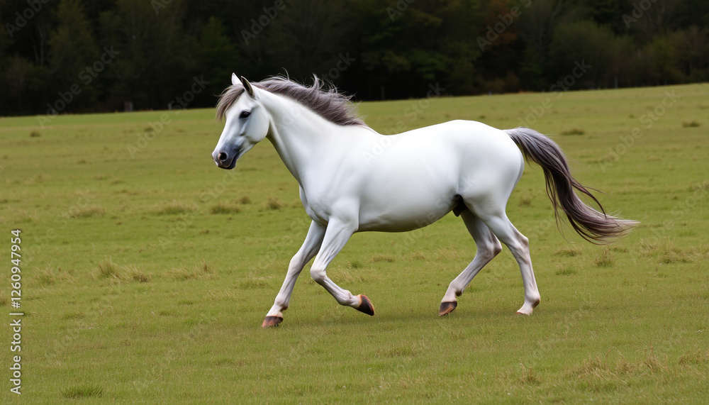 A majestic white horse galloping through a lush green field, showcasing freedom, power, and elegance in a beautiful natural landscape. A majestic white horse galloping through a lush green field, showcasing freedom, power, and elegance in a beautiful natural landscape.