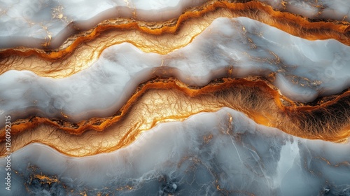 Elegant marble texture with golden veins on a dark background showcasing natu...