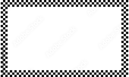 Pixel art frame. Checkered pattern rectangle frame. Checkerboard pattern border frame