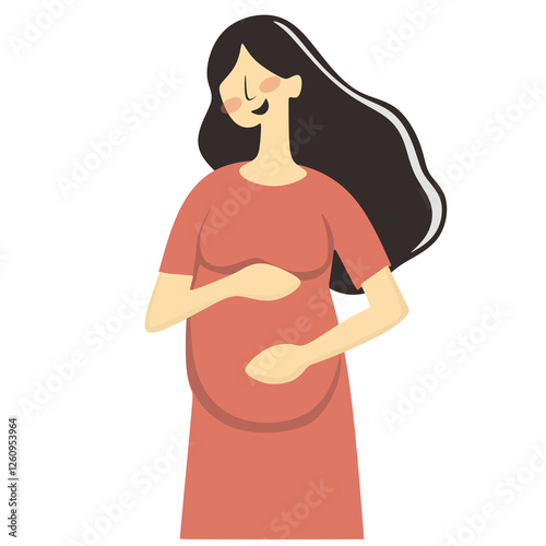 pregnant woman symbol. beautiful pregnant woman with long hair vector illustration