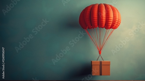 Colorful hot air balloon floating against a clear blue sky providing a serene...