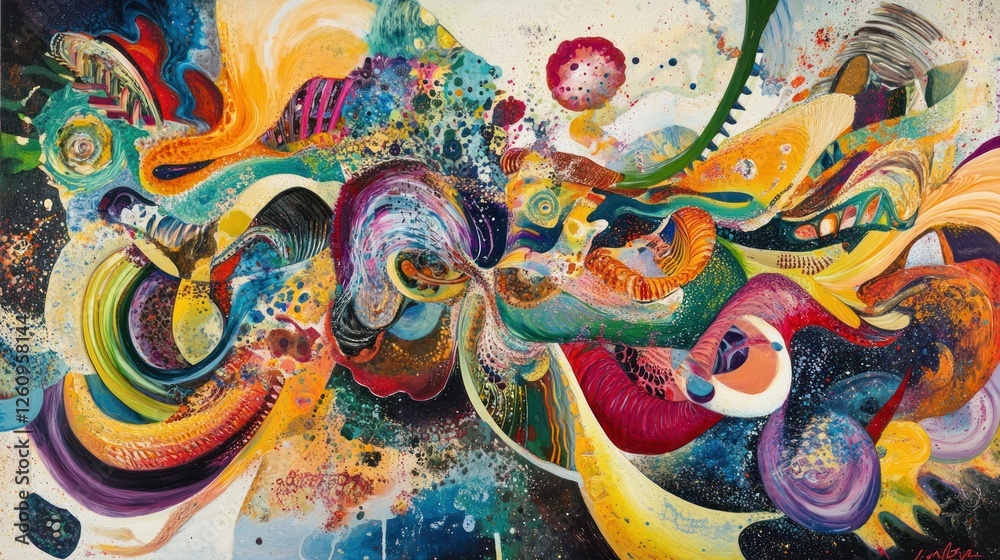 Fototapeta premium Harmonic convergence of vibrant hues in an abstract expressionist swirl