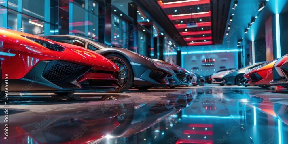 Luxury Cars Showroom at Night