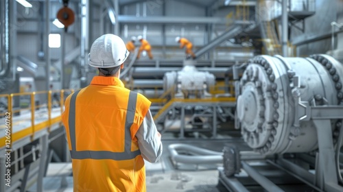 Wallpaper Mural Industrial Facility Operations: Skilled Worker in a Modern Manufacturing Plant Torontodigital.ca