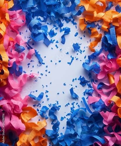Colorful eggs and sprinkles create a festive atmosphere for an Easter celebra...