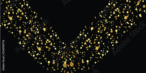 "Brilliant Golden Glitter Confetti Cascading Over a Dark Black Backdrop: Luxurious Design for New Year’s Eve, Glittering Wallpaper, and Elegant Brochure Templates"
