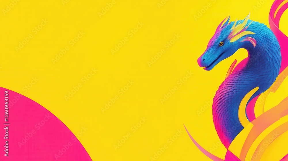 Fototapeta premium Vibrant dragon with bright colors