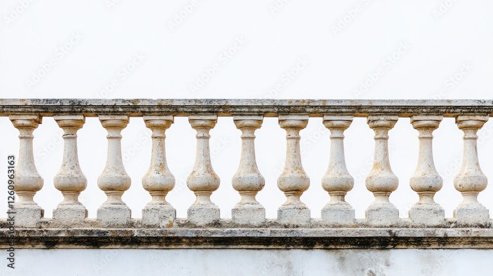 Fototapeta premium Stone balustrade, exterior, white background, design