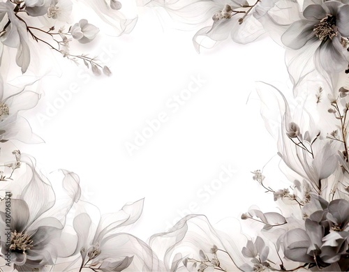 Zarter floraler Rahmen mit weißem Hintergrund photo